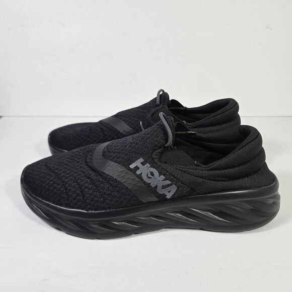 Hoka One One Ora Recovery Shoes Mens 9 Black Black Slip On Cushion - Picture 4 of 8